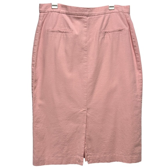 Banana Republic Pink Linen Blend Pencil Skirt Bermuda Sand Size 16 Knee Length - Picture 2 of 11